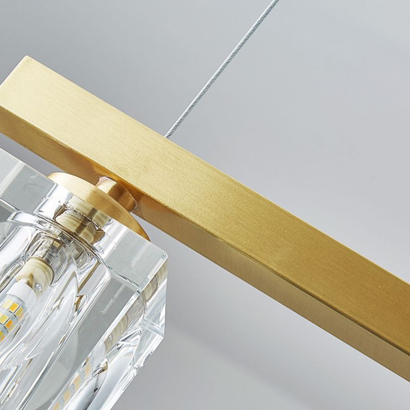 Post-Modern Hanging Light Crystal Island Light Fixture with Shade for Dining Table