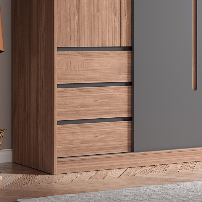 Contemporary Sliding Door Storage Cabinet Bedroom Cabinet with Drawers