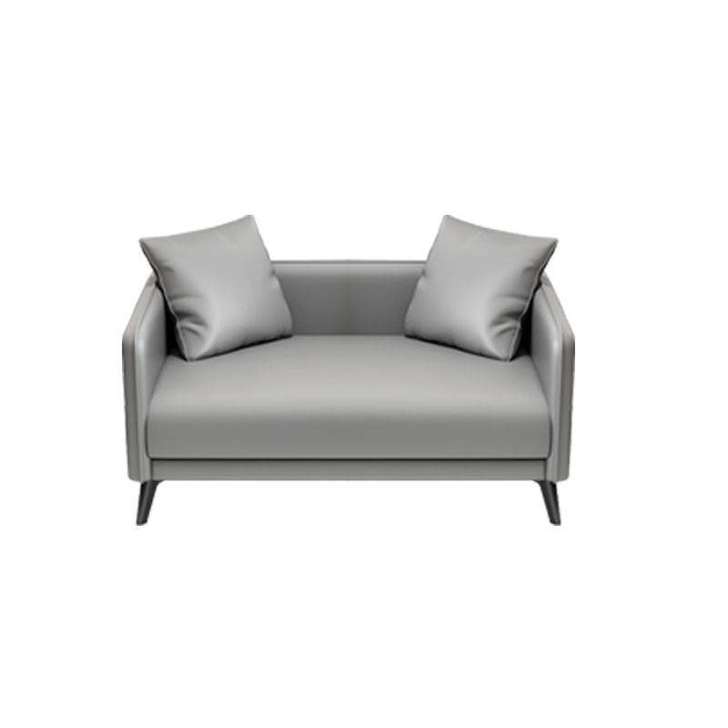 24.8" High Sofa Faux Leather/Genuine Leather Tuxedo Arm Sofa with Pillows