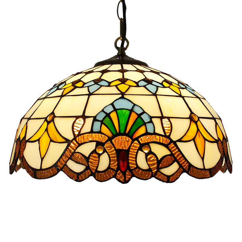 Buntkunstglas gewölbter Anhängerleuchte Barock beige hängende Leuchte
