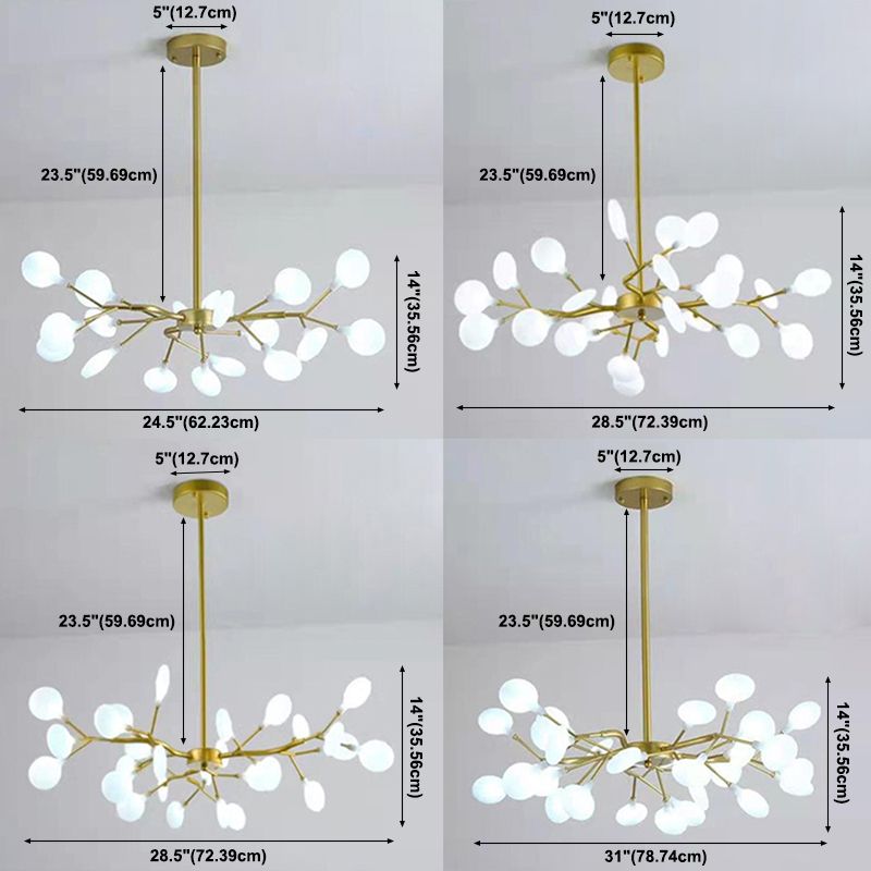 Lámpara de techo dorada contemporánea Candelera de techo de luz múltiple acrílico para sala de estar
