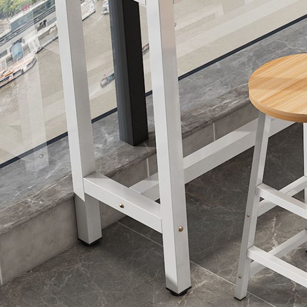 Modern Wood Counter Table Rectangle Top Trestle Base Bar Table