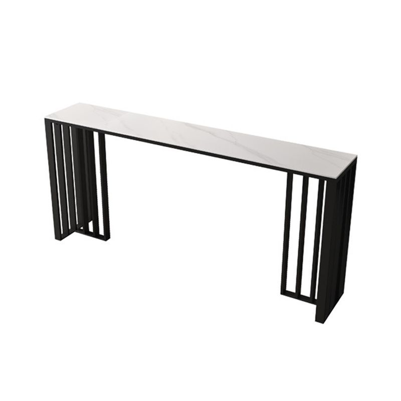 Industrial Style Bar Table Stone Top Bistro Table with Black Base