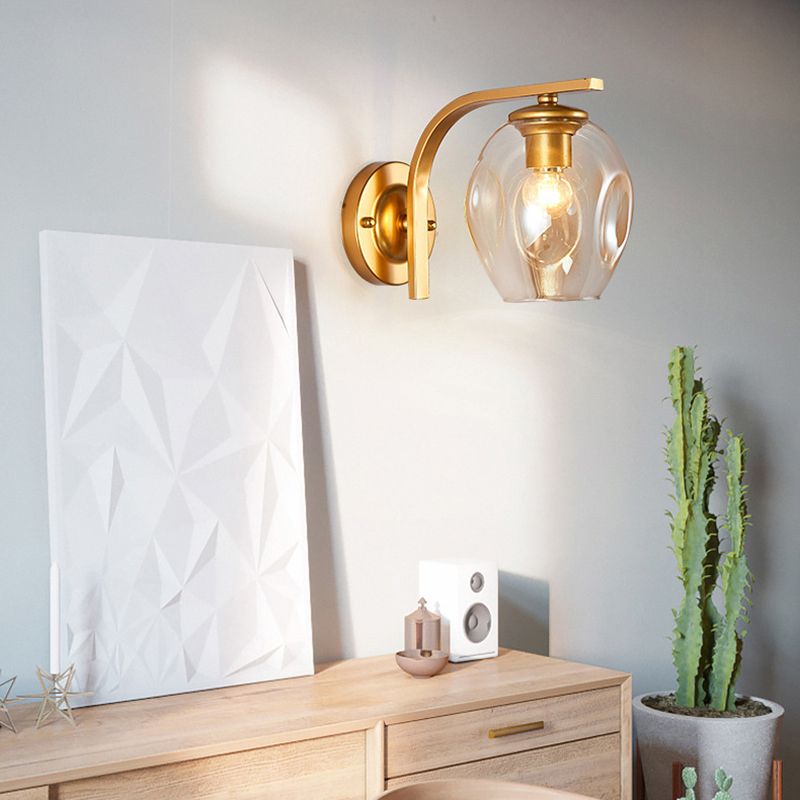 Gradient Color Concave Glass Wall Lamp 1-Light Contemporary Simplicity Style Wall Mounted Light for Hallway