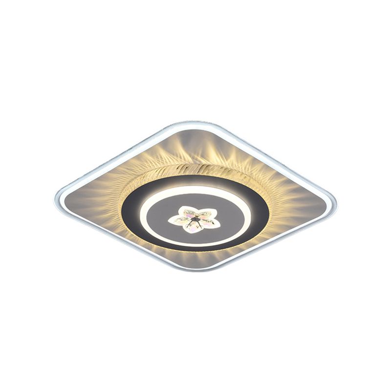 Plafonnier LED carré nordique en acrylique pour salon, design rond/coeur, gris