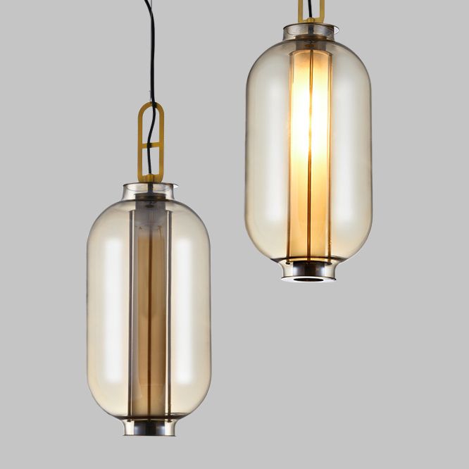 Contemporary Glass Pendant Light 1 Light Cognac Down Lighting for Bedroom