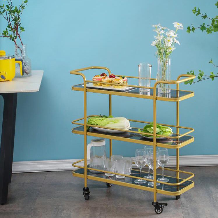 Modern Rolling Prep Table Metal Rectangular Prep Table for Home Use