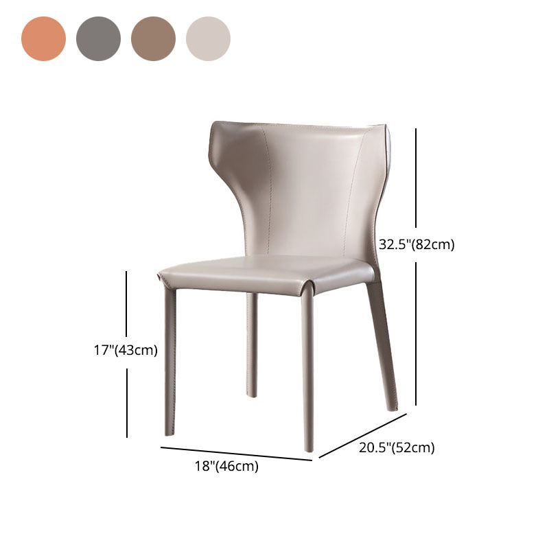 Contemporary Leather Dining Room Chair Armless Wingback Side Chairs for Home Use