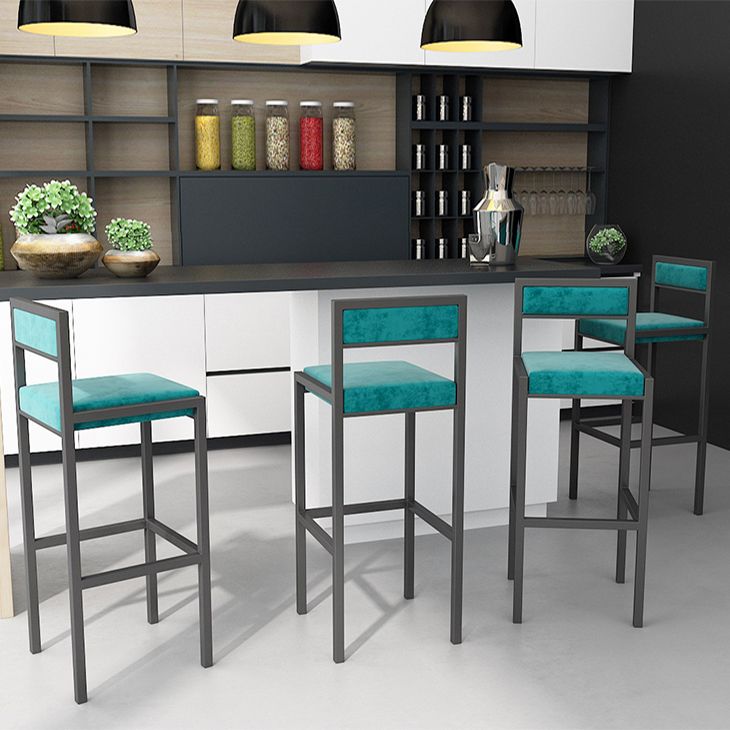 Indoor Glam Counter Stool Footrest Low Back Rectangle Upholstered Dining Stool