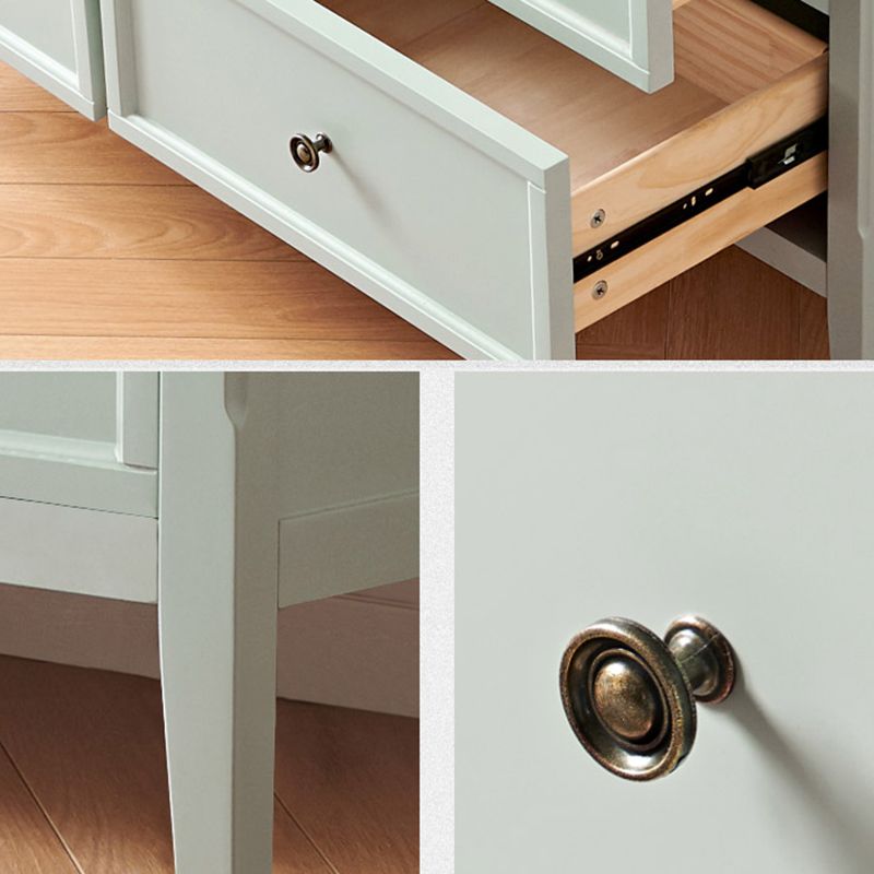 Green Scandinavian Wood Storage Chest with Soft-Close Drawers for Home