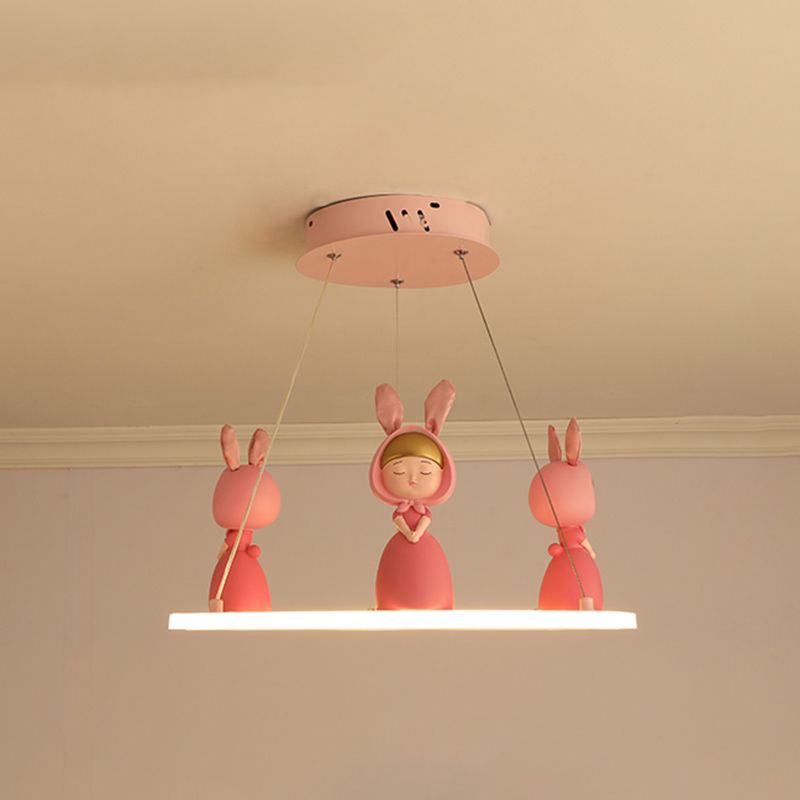Acrylic Circular Suspension Light Kids Chandelier Lighting with Decorative Figurine for Nursery