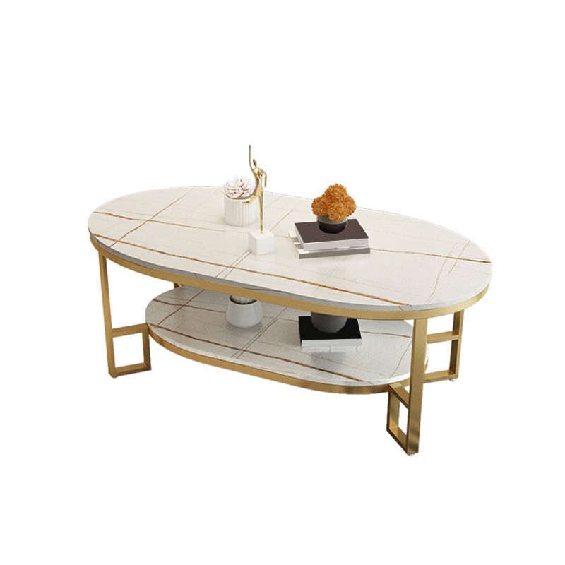 17.7" Tall Modern Iron 4 Legs Slate Rectangular Table Top Coffee Table