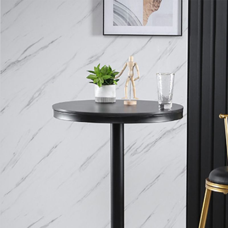 Round Stone Bar Dining Table Glam Pedestal Bar Table for Living Room