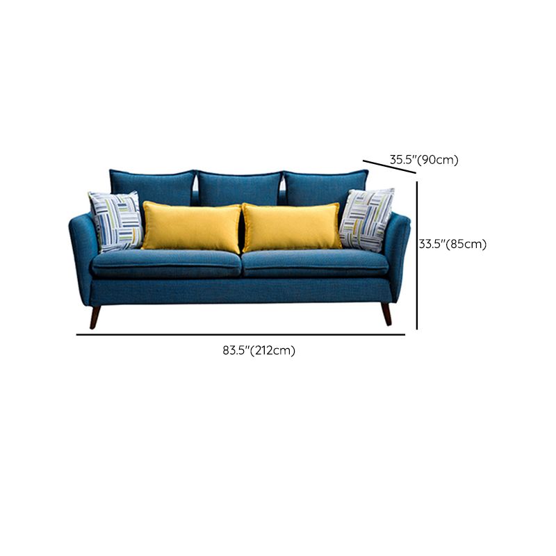 Standard Flared Arm Sofa Fabric Slipcovered Sofa with Wood Accent