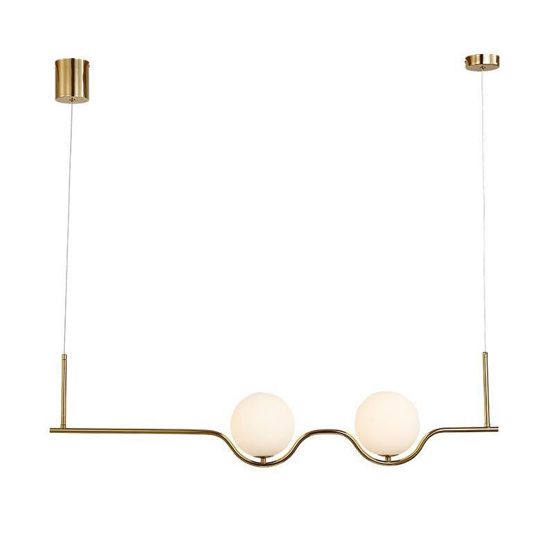 2-Light Golden Ceiling Light Contemporary Kitchen Island Lighting for Foyer