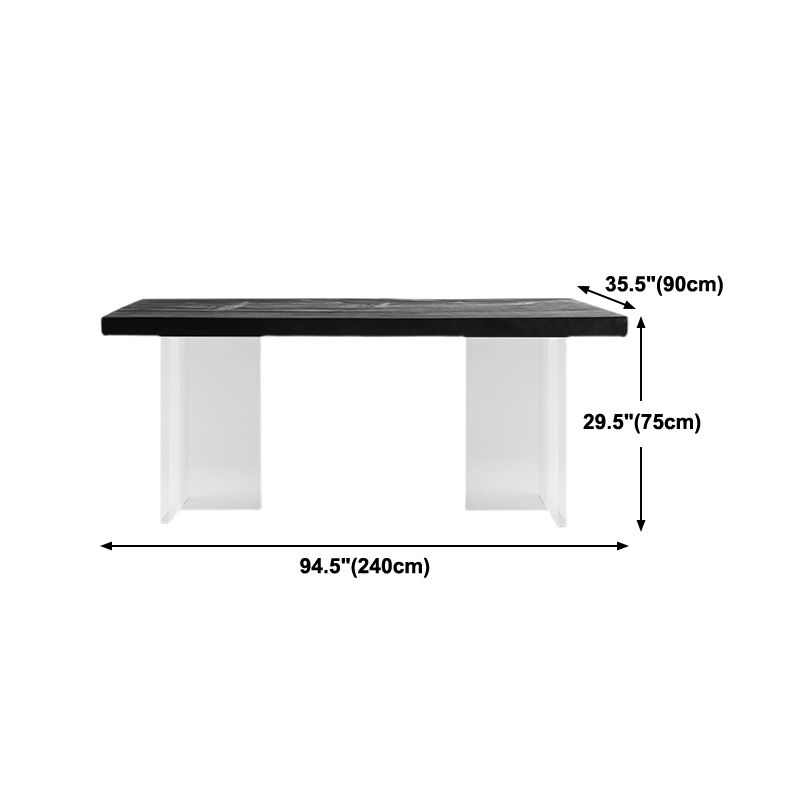 Irregular Dining Table Contemporary Style Solid Wood Black Dinner Table