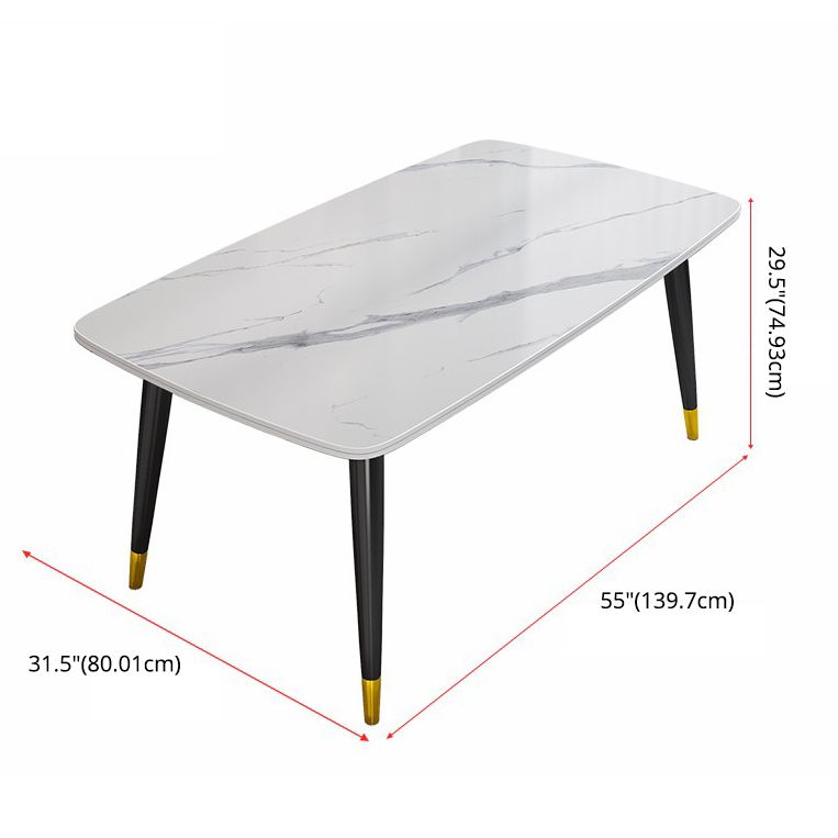 Minimalist Style Traditional Height Sintered Stone Dining Table Rectangle Dining Room Set For Home