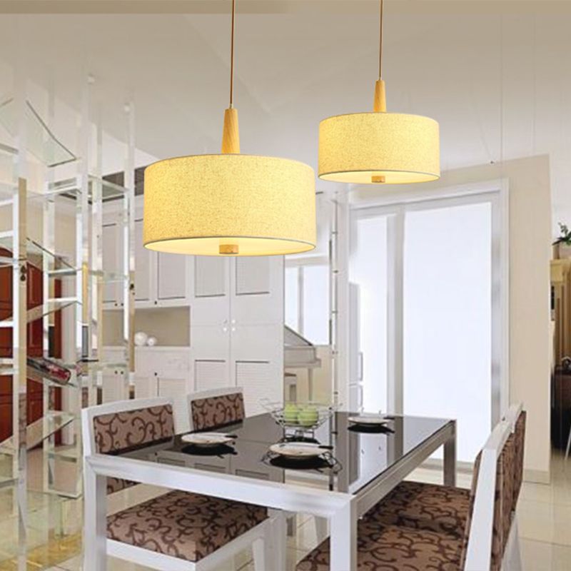 3-Light Drum Chandelier with Wood Accents Modernism Adjustable Ceiling Lights