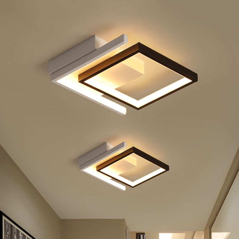 Metallic Geometric Flush Mount Lamp Contemporary LED Black Ceiling Mounted Fixture