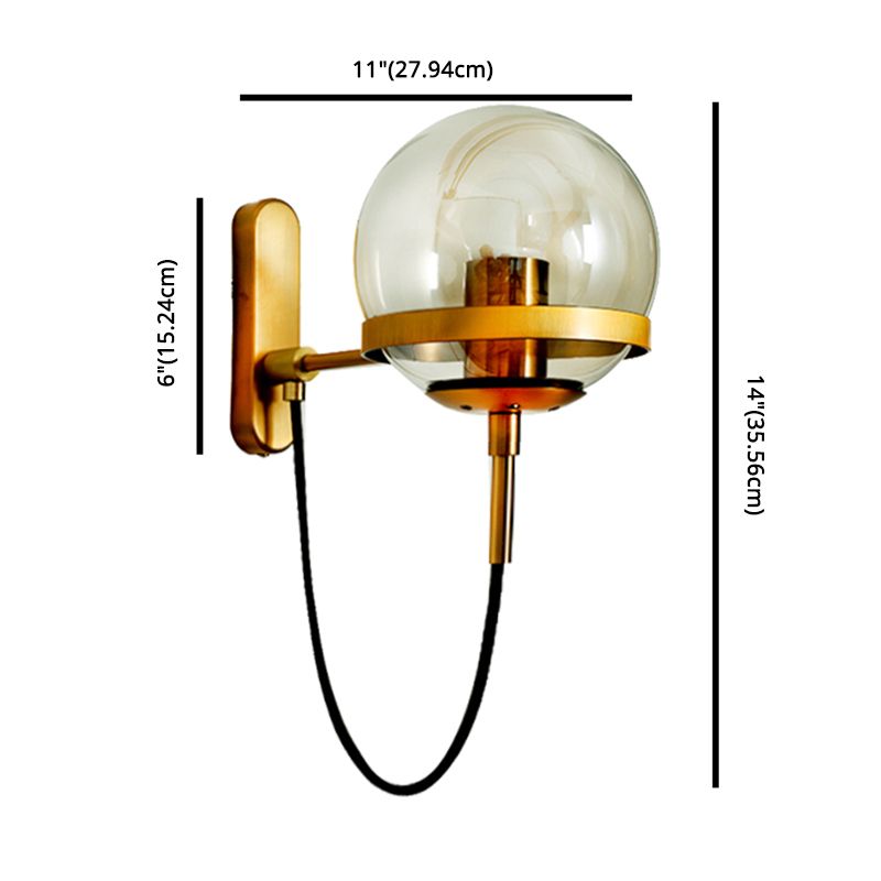 Spherical Wall Lighting Fixture Minimalist Style Glass Bedroom Wall Mount Light Fixture