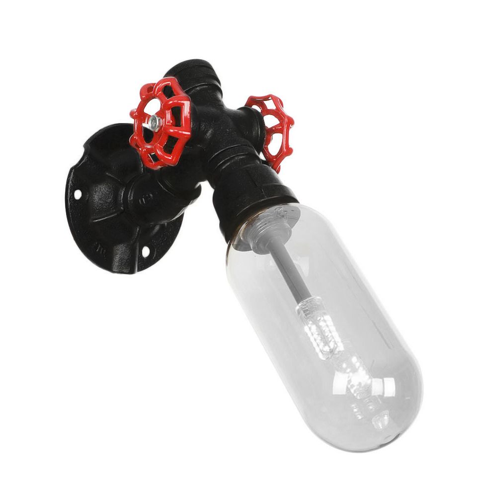 Einzelne leichte klare Glaswand montierte Pfeife Leicht Industrielles schwarzes ovales Wohnzimmer Leuchte