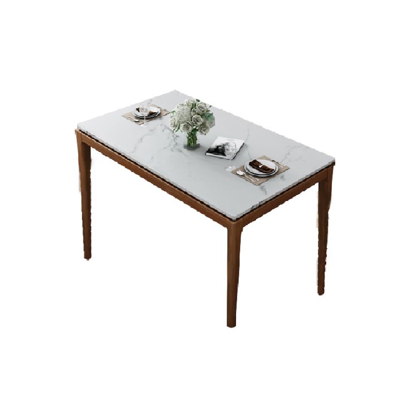 Mid-Century Rectangle Dining Table Stone Top Dining Table for Dining Room