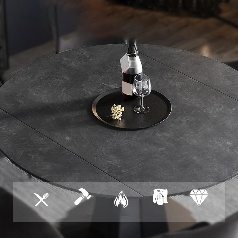 Stone Pedestal Table Contemporary Round Drop Leaf Dining Site Table