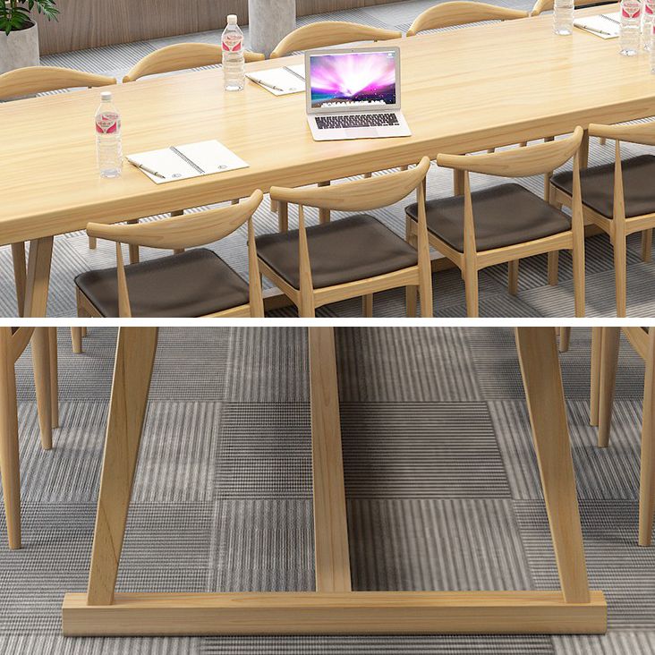 Rectangle Trestle Dinner Table Solid Wood Dining Room Collection for Home
