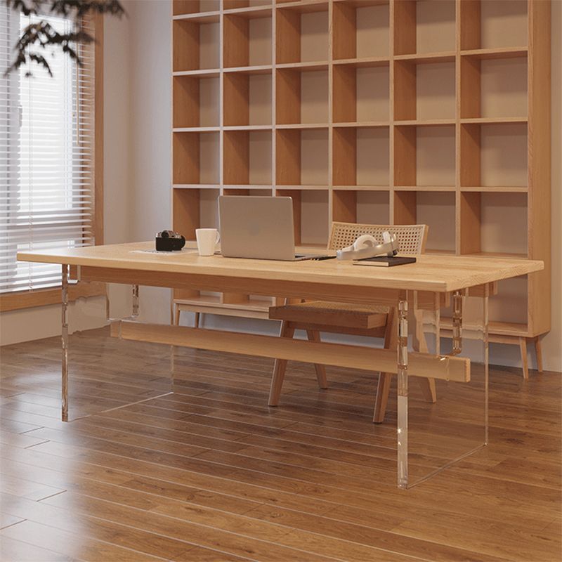 Wood Side Dining Arm Chair Traditional Open Back Dining Side Chair in Natural