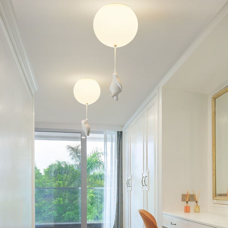 Contemporary Bear Ceiling Lamp Acrylic Shade Flush Mount Light Fixture