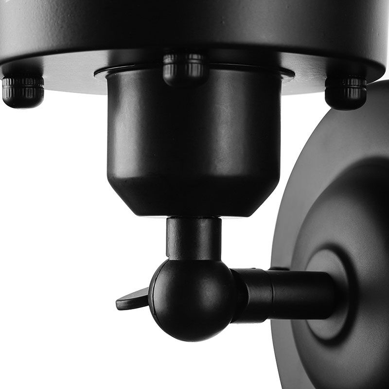 Luce parete cilindro in ferro battuto con tonalità a gabbia industriale 1 testa a parete interno a monte in ruggine/finitura nera