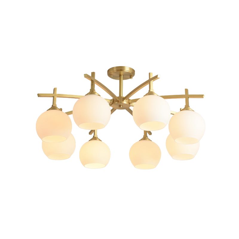 Nordic Messing Deckenleuchte Glasschatten Multi -Licht -Flush -Licht für Wohnzimmer