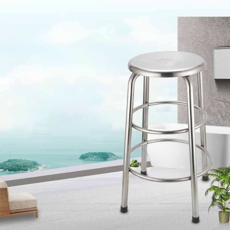 Taburete de bar de acero inoxidable de estilo industrial, asiento redondo, taburete para cocina