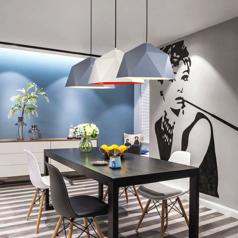 Modern Facet Bowl Hanging Light Metal Single Light Suspension Light for Library Bedroom