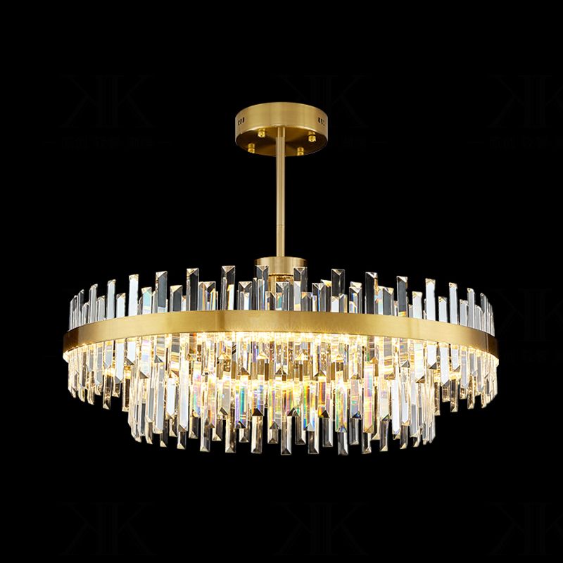 Modern Simple LED Chandelier Crystal Circular Pendant Light for Dining Room