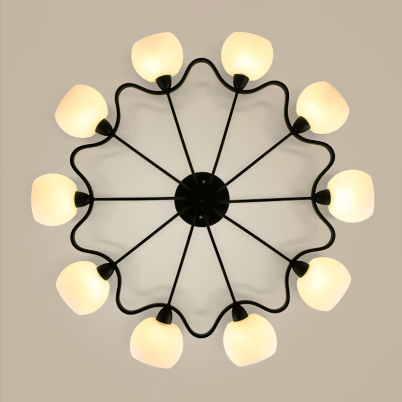 Luz de montaje semi de montura semi de vidrio sombreado Simplicidad Semi Flush Light en negro