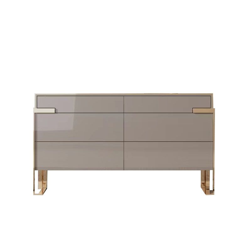 Modern Storage Double Dresser White/Gray Wood Dresser Drawers for Home