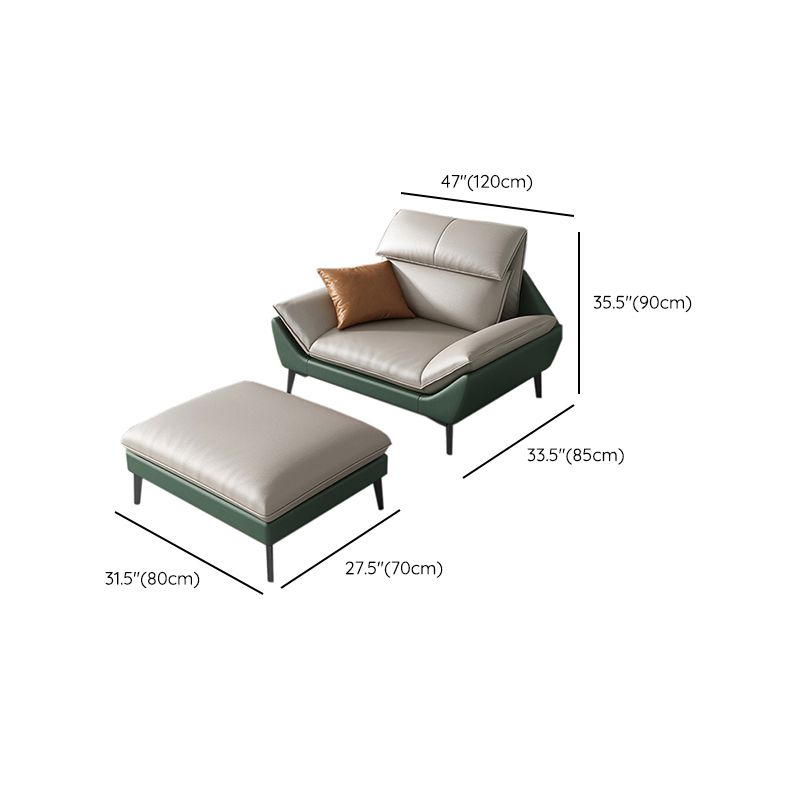 Foam Solid Color Flared Arm Waterproof Genuine Leather Sofa for Home