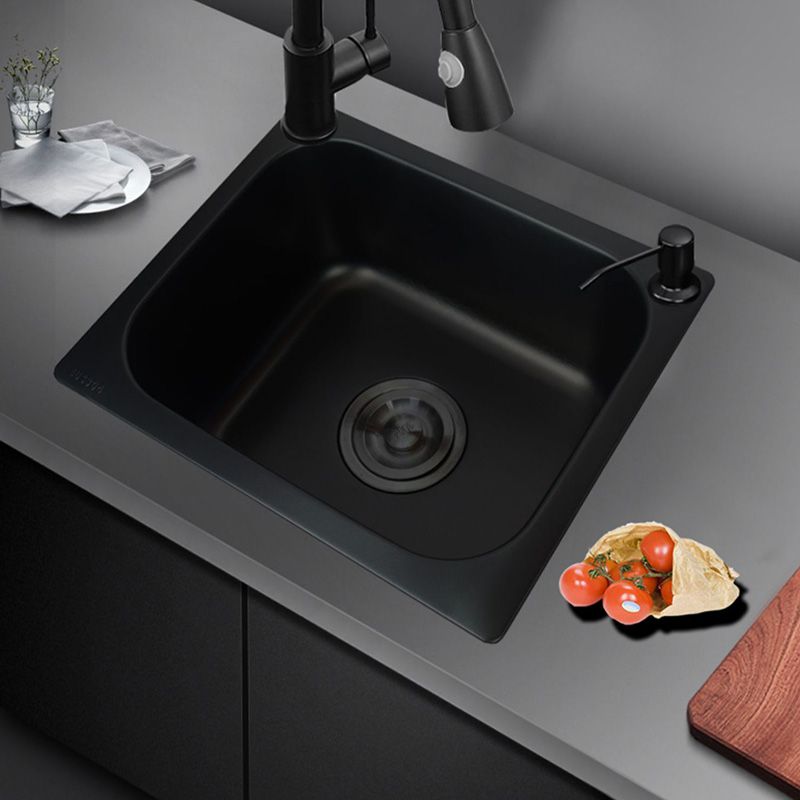 Black Stainless Steel Kitchen Sink Single Bowl Sink with Drain Assembly