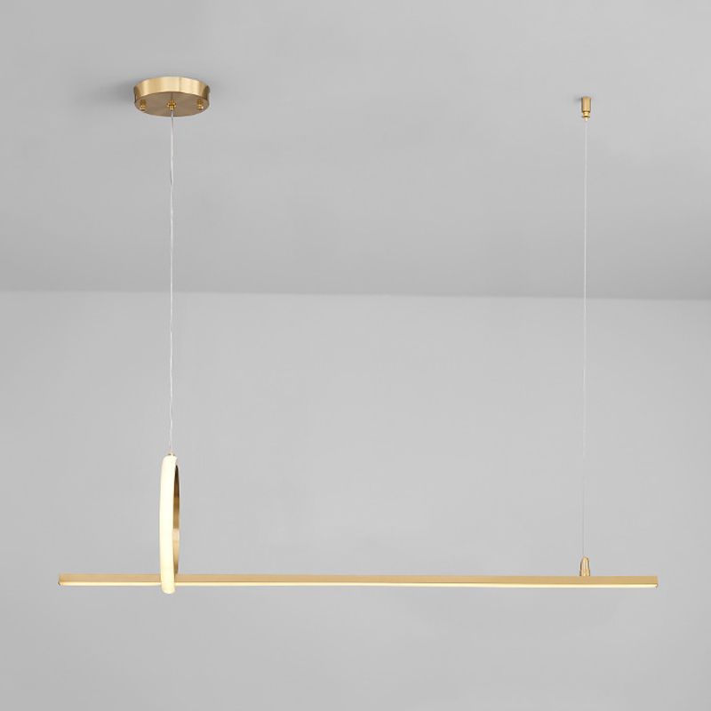 Metal Linear Island Pendant Lighting Modern 2-Light Island Light Fixtures