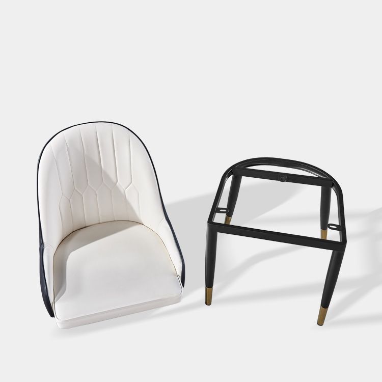 Sillas de comedor de metal Glam, sillones tapizados de piel sintética de tela