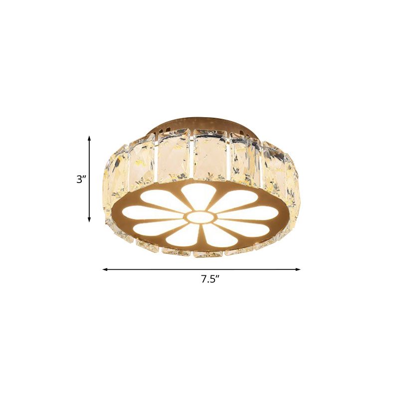 Prismatic Crystal Chrome Ceiling Flush Flower Patterned Circle Modernist LED Flush Mount Light Fixture