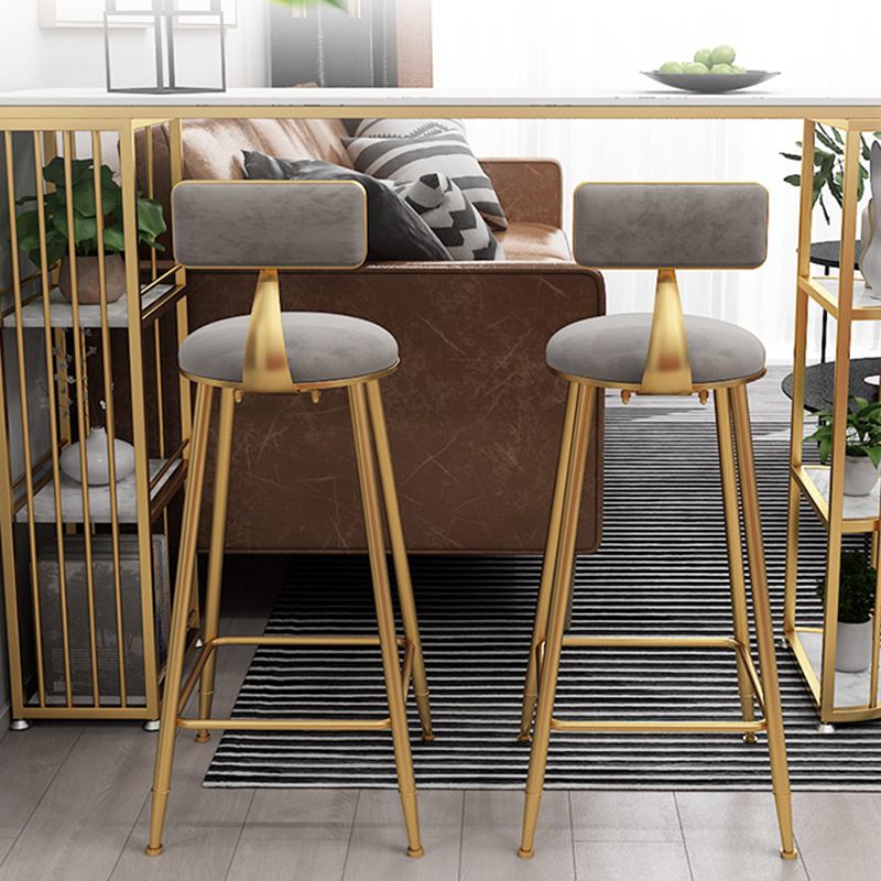 Low Back Indoor Counter Stools Glam Upholstered Footrest Counter Height Stool
