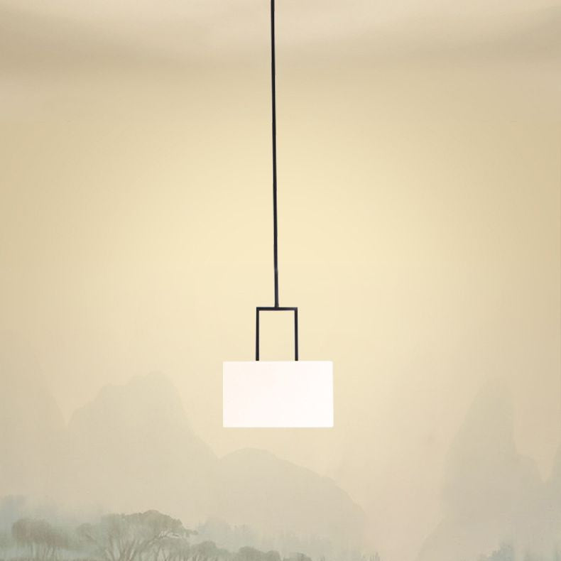 Tambor de tono blanco lámpara colgante de colgantes moderno 1 luz de techo colgante de luz para dormitorio