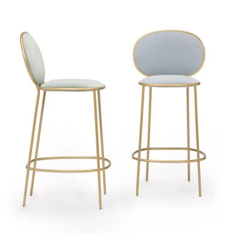 Contemporary Backrest Bar Stools Metal Barstool with Gold Legs