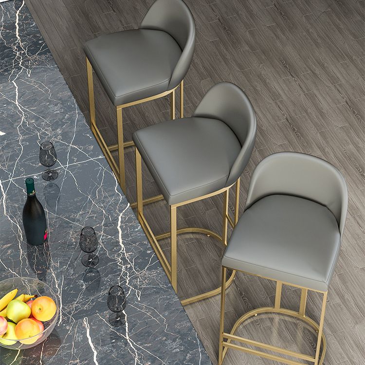 Glam Armless Backrest Counter Stool Iron Bar Stool with Pedal for Kitchen