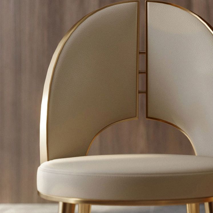 Glam Style Side Chair Leather 4 Legs Dining Chair for Dining Room