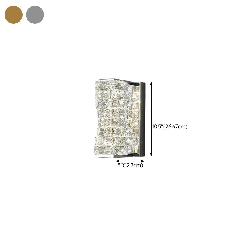 Chrome/Golden 2-Light Contemporary Wall Mounted Sconce Shaded Crystal Shaded Wall Light
