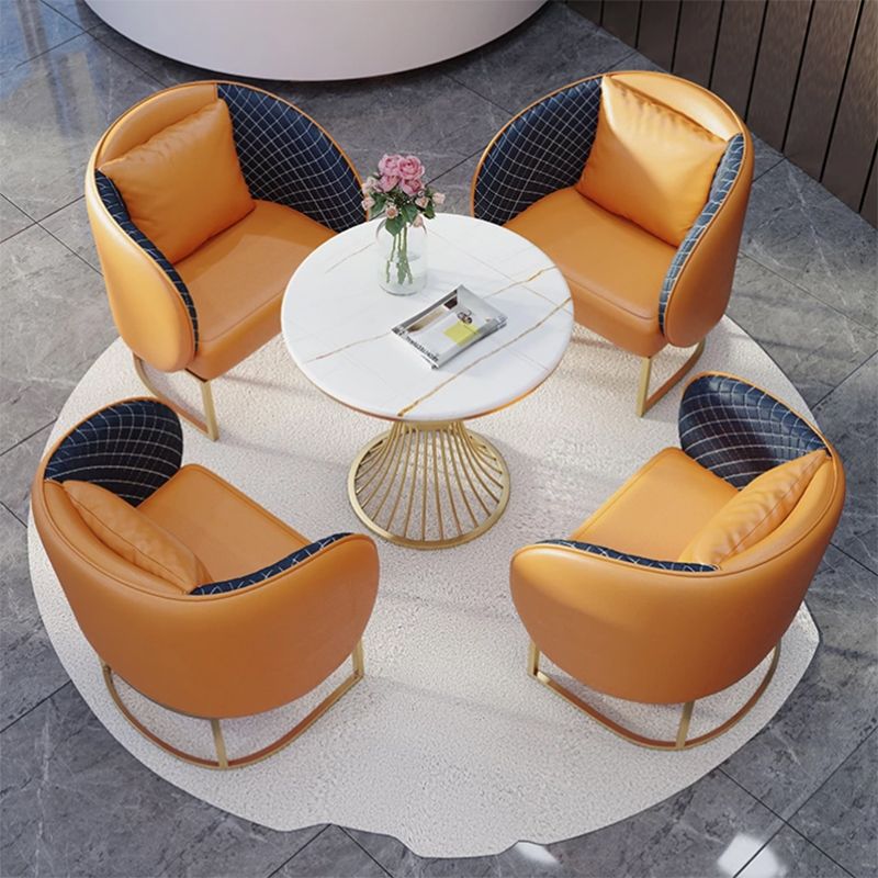 Glam Style Sintered Stone Dining Set Round 1/2/3/4/5 Pieces Dining Table Set for Home Use