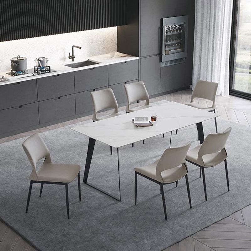 Kitchen Open Back Dining Chair Industrial Upholstered Armless Chair